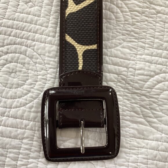 Wide Brown & Beige Giraffe Print Belt With Large Square Buckle Size M - Picture 6 of 11